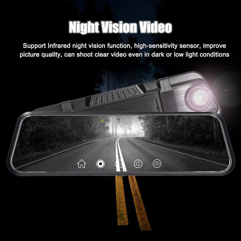 اینه مانیتور دار و دوربین دنده عقب خودرو Night Vision Dash Cam مدل full-HD 9.66" TFT - Image 7