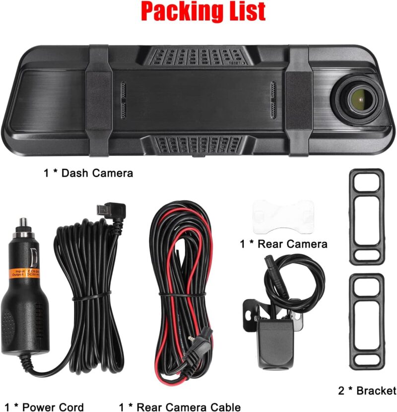 اینه مانیتور دار و دوربین دنده عقب خودرو Night Vision Dash Cam مدل full-HD 9.66" TFT - Image 2