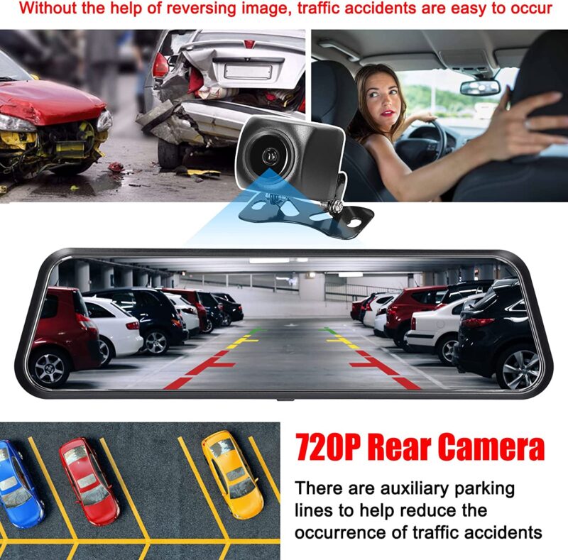 اینه مانیتور دار و دوربین دنده عقب خودرو Night Vision Dash Cam مدل full-HD 9.66" TFT - Image 5