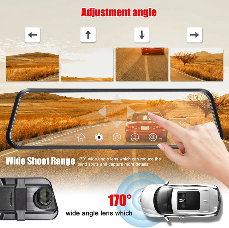 اینه مانیتور دار و دوربین دنده عقب خودرو Night Vision Dash Cam مدل full-HD 9.66" TFT - Image 9