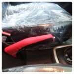 کاور ترمز دستی چرمی مدل SH26 رنگ مشکی قرمز - Image 2