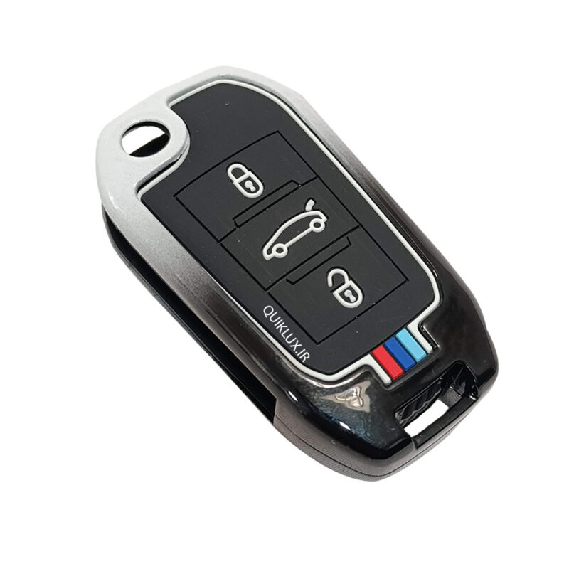 کاور سوییچ فلزی تارا (کلید خور) طرح M-Performance - صندوق پران وسط  - سفید مشکی - Image 6