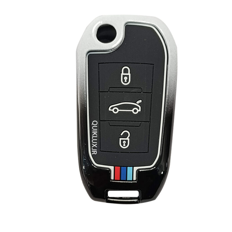 کاور سوییچ فلزی تارا (کلید خور) طرح M-Performance - صندوق پران وسط  - سفید مشکی - Image 4