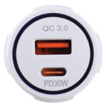 شارژر فندکی فست شارژ 48 وات USB-A و Type-C – رنگ سفید