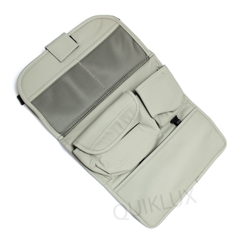 کیف چرمی نظم دهنده پشت صندلی خودرو رنگ طوسی روشن