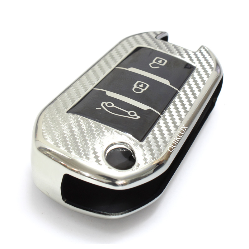 کاور سوییچ TPU طرح کربن تارا کلید خور لاکچری Mp - رنگ نقره ای