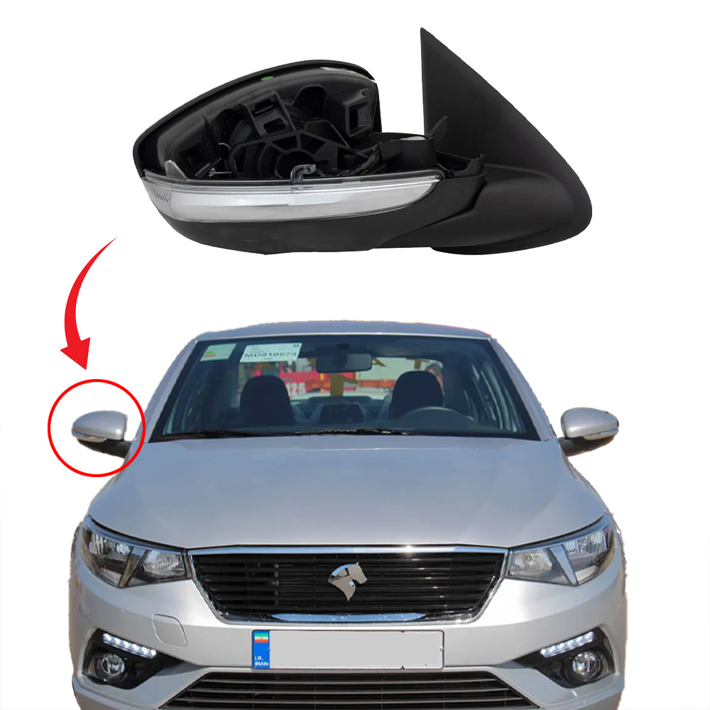 24156262 آینه بغل تارا کامل بدون تاشو برقی (بدون فلاپ رنگی) ایساکو - سمت شاگرد