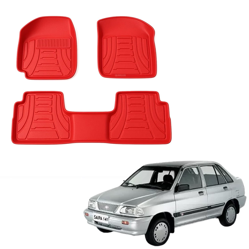 کفپوش سه بعدی ماهوت طرح چرم رنگ قرمز مناسب برای پراید