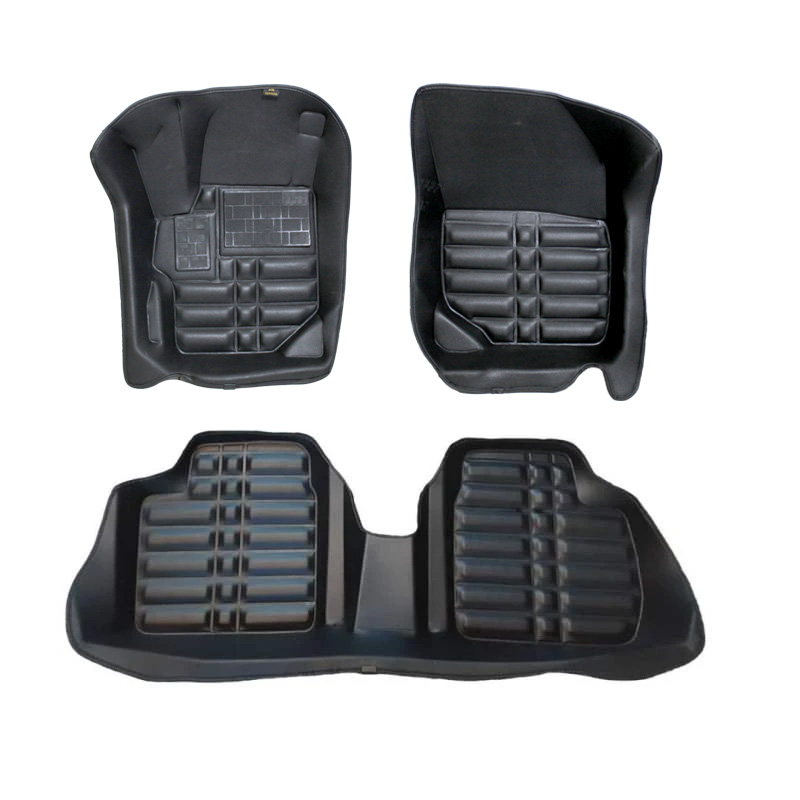 کفپوش پنج بعدی A.M لبه بلند مشکی چرم صنعتی مناسب تارا