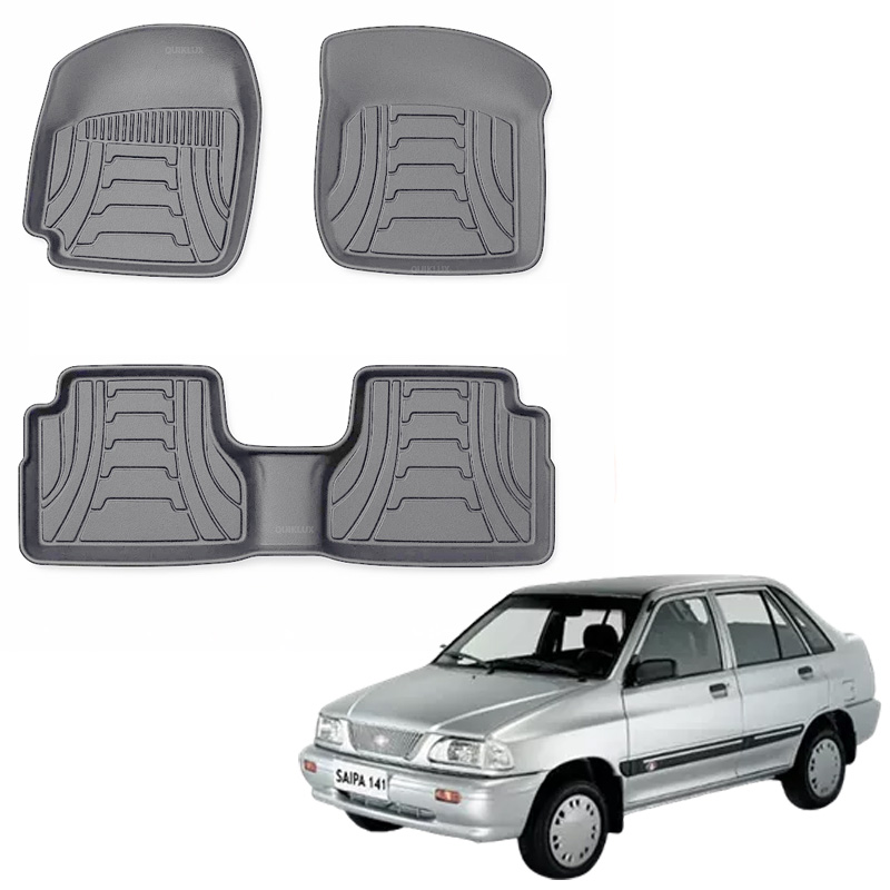 کفپوش سه بعدی ماهوت طرح چرم رنگ طوسی مناسب برای پراید