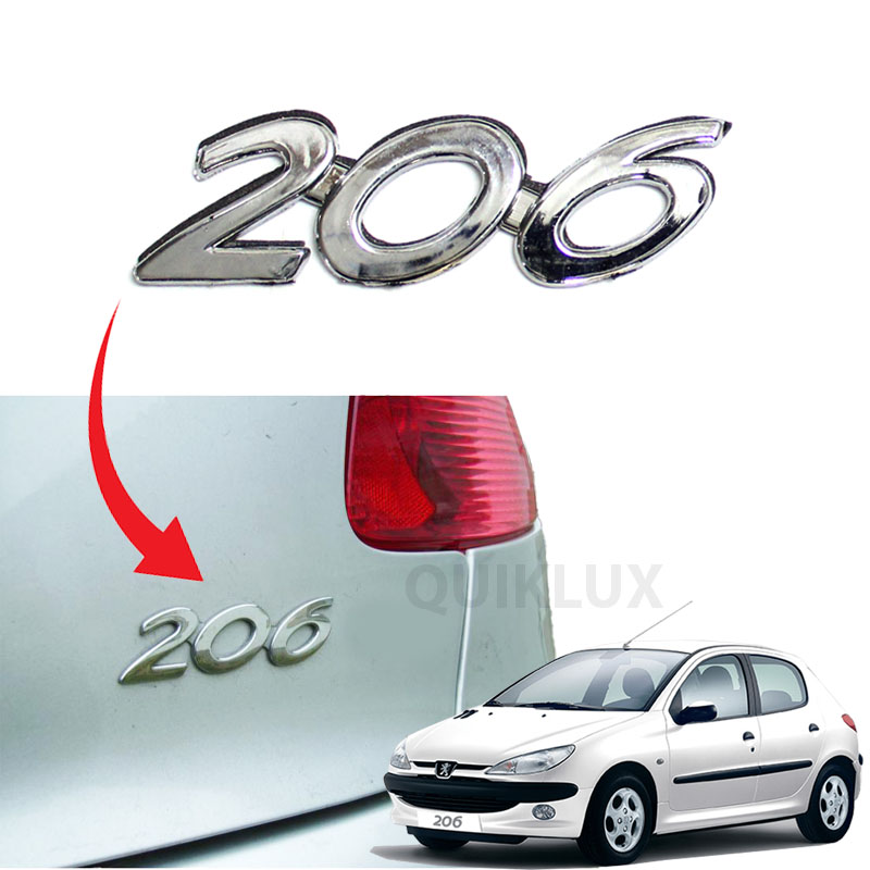 آرم نوشته پژو 206 نقره ای کروم