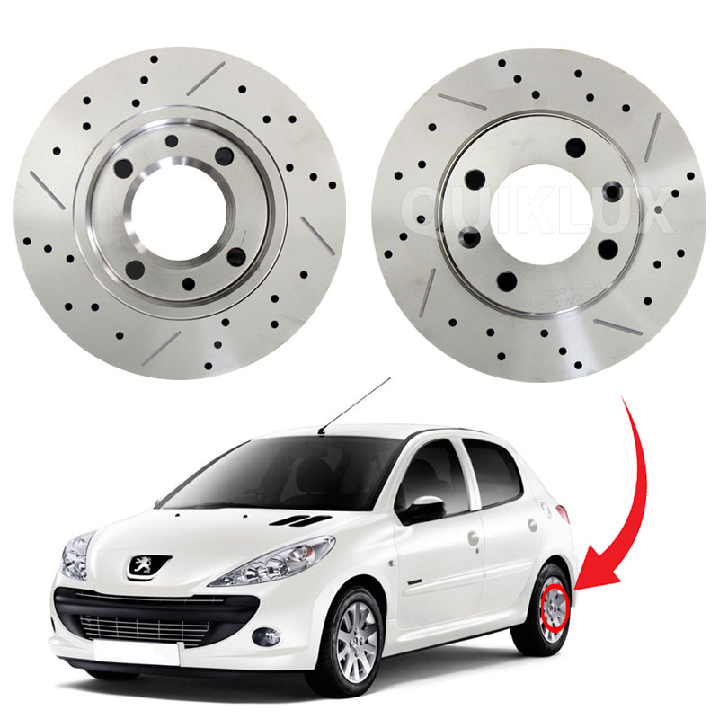 دیسک ترمز PFC سوراخ دار شیار دار چرخ عقب پژو 207