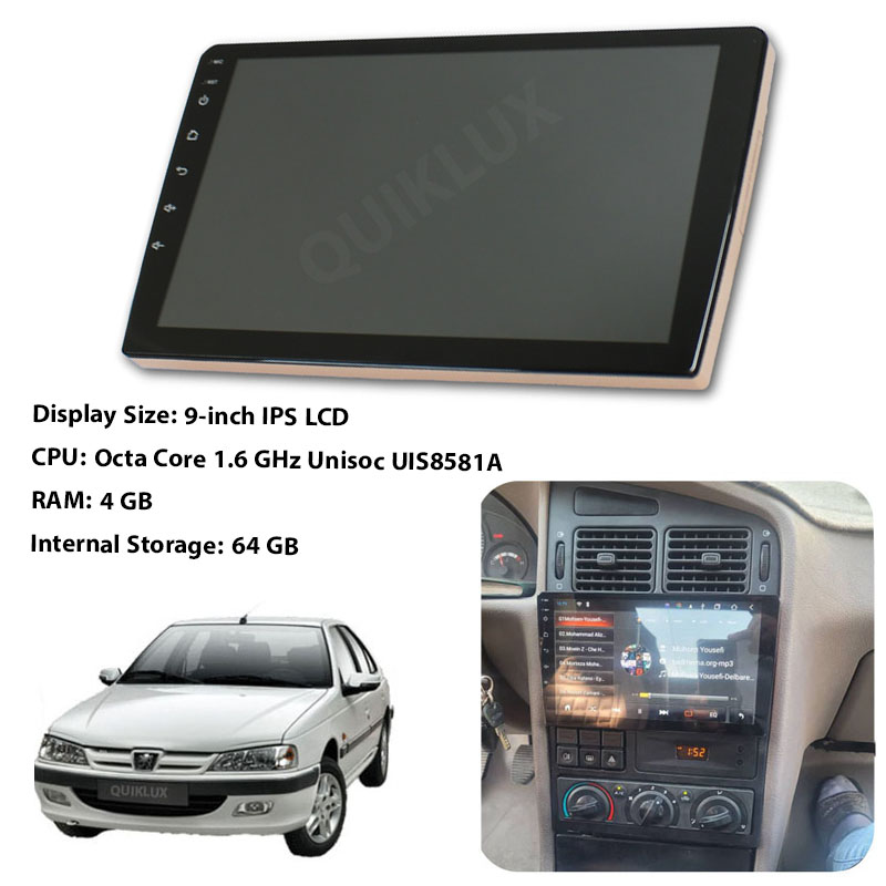 مانیتور 9 اینچ DSP + CarPlay burmester – رم 4 حافظه داخلی 64 مناسب پژو پارس داشبورد قدیم