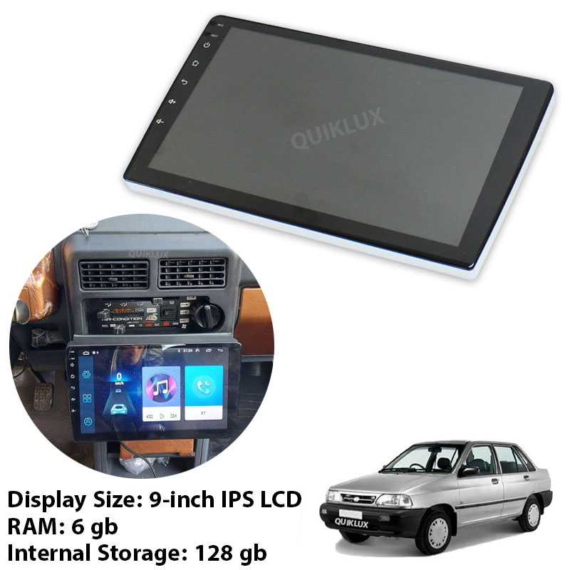 مانیتور 9 اینچ Rock Strem - 4K QLED Car Play AHD DSP pro 8 هسته ای رم 6 حافظه داخلی 128 مناسب پراید داشبورد قدیم
