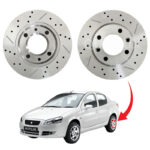 دیسک ترمز PFC سوراخ دار شیار دار چرخ عقب رانا - مدل توربو