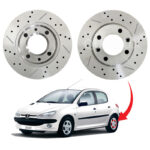 دیسک ترمز PFC سوراخ دار شیار دار چرخ عقب پژو 206 تیپ 5