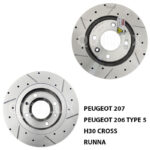 دیسک ترمز PFC سوراخ دار شیار دار چرخ عقب پژو 206 تیپ 5، H30 CROSS، پژو 207، رانا - مدل توربو اس