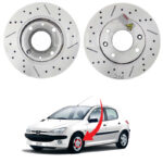 دیسک ترمز PFC سوراخ دار شیار دار چرخ جلو پژو 206 تیپ 2 و 3 - مدل توربو