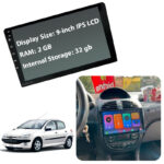 مانیتور 9 اینچ DSP + CarPlay burmester - رم 2 حافظه داخلی 32 مناسب پژو 206