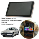 مانیتور 9 اینچ DSP + CarPlay burmester – رم 4 حافظه داخلی 64 مناسب پژو 405 داشبورد قدیم