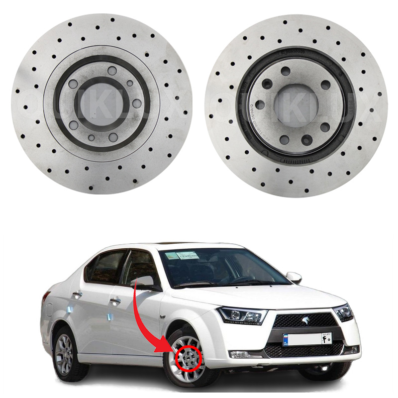 دیسک ترمز PFC اسپرت سوراخ دار چرخ جلو دنا 5 پیچ