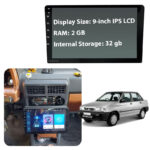 مانیتور 9 اینچ DSP + CarPlay burmester - رم 2 حافظه داخلی 32 مناسب پراید داشبورد قدیم