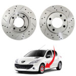 دیسک ترمز PFC سوراخ دار شیار دار چرخ جلو پژو 207 – مدل توربو