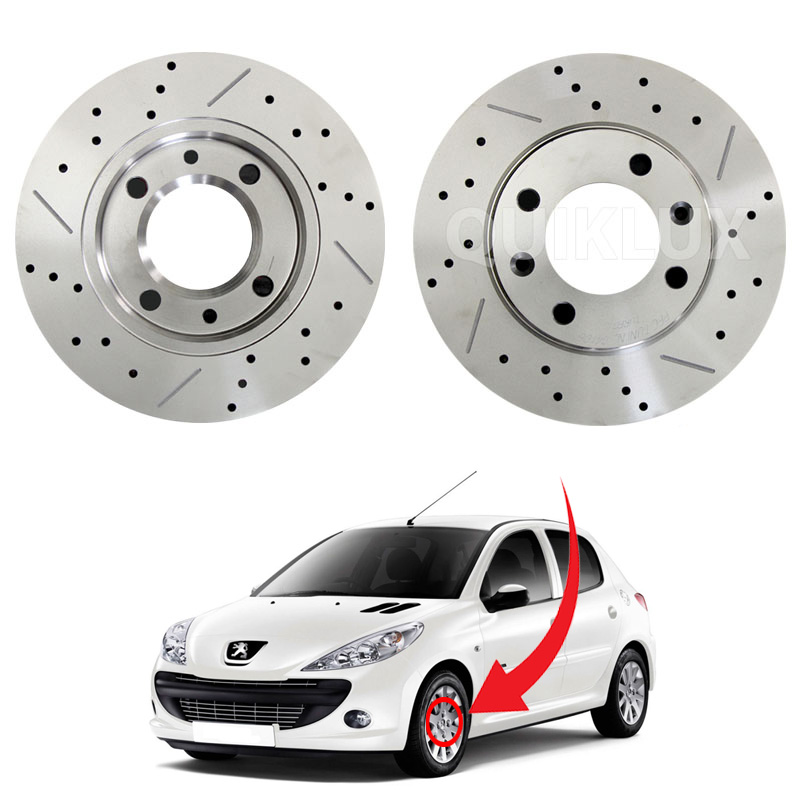 دیسک ترمز PFC سوراخ دار شیار دار چرخ جلو پژو 207 – مدل توربو