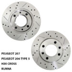 دیسک ترمز PFC سوراخ دار شیار دار  چرخ عقب پژو 206 تیپ 5، H30 CROSS، پژو 207، رانا - مدل توربو