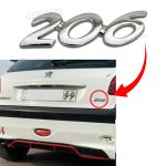 آرم فلزی نوشته پژو 206 - کروم