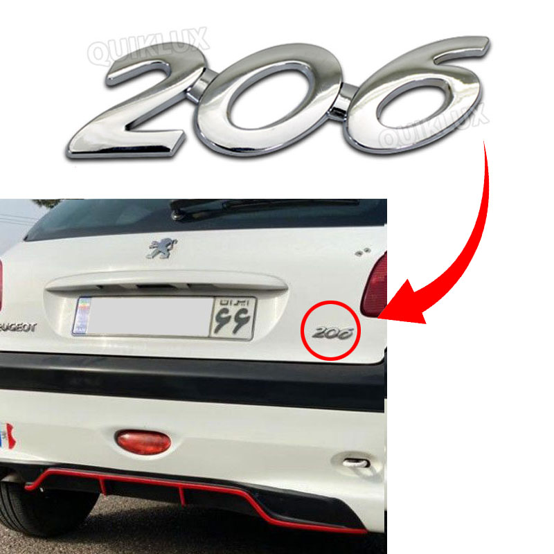 آرم فلزی نوشته پژو 206 - کروم