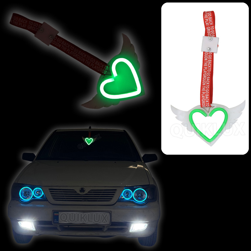 آویز طرح قلب بالدار چراغ دار - سبز