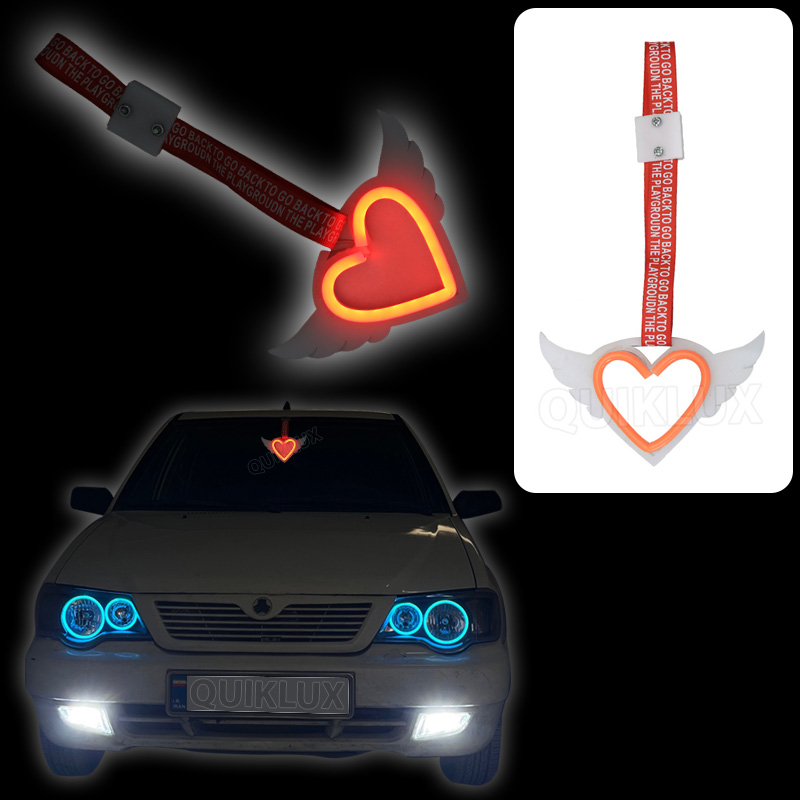 آویز طرح قلب بالدار چراغ دار - نارنجی