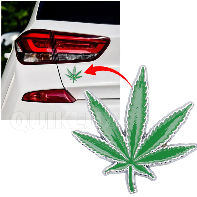 آرم فلزی با طرح برگ گل، رنگ سبز، سایز 7 سانتی‌متر