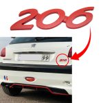 آرم فلزی نوشته پژو 206 - قرمز