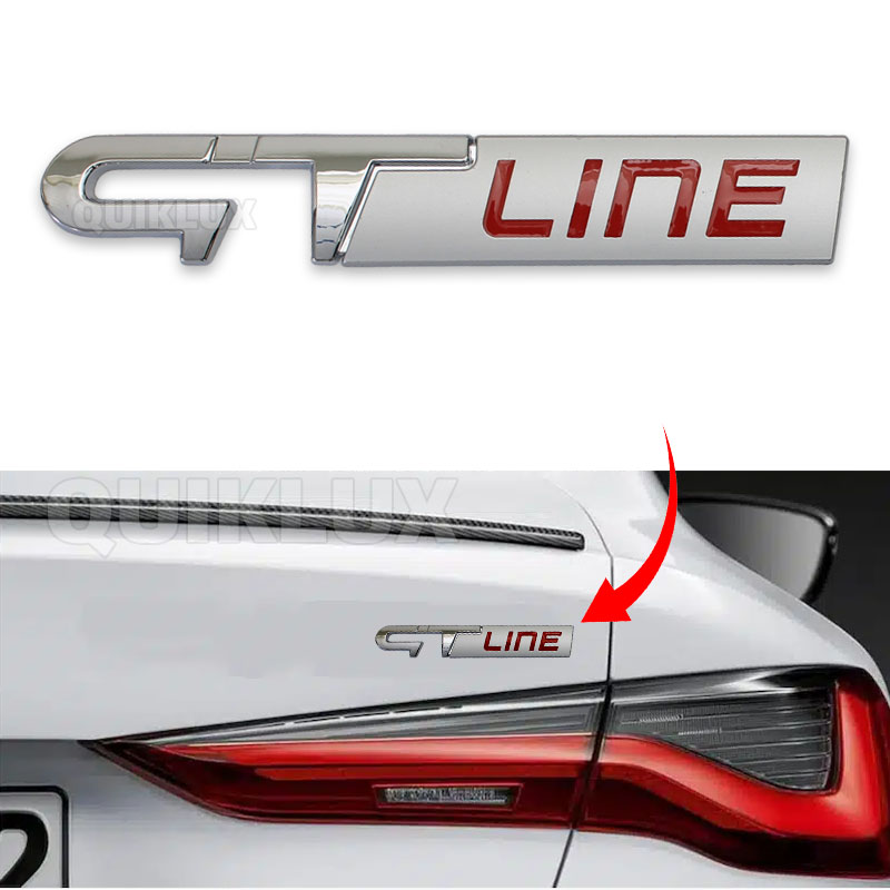 آرم فلزی GT Line، رنگ نقره ای، ابعاد 12 سانتی متر، مناسب برای تزئین خودرو