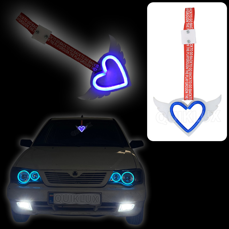 آویز طرح قلب بالدار چراغ دار - آبی