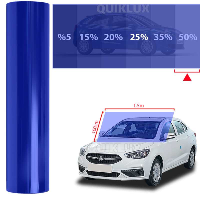 رول دودی شیشه جلو X star طول 1.5 متر عرض 100cm رنگ آبی Blue 50%