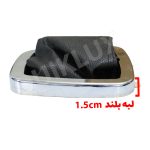 قاب استیل دور دنده همراه با گرد گیر چرمی رنگ مشکی مناسب پراید داشبورد جدید (قاب استیل لبه بلند)