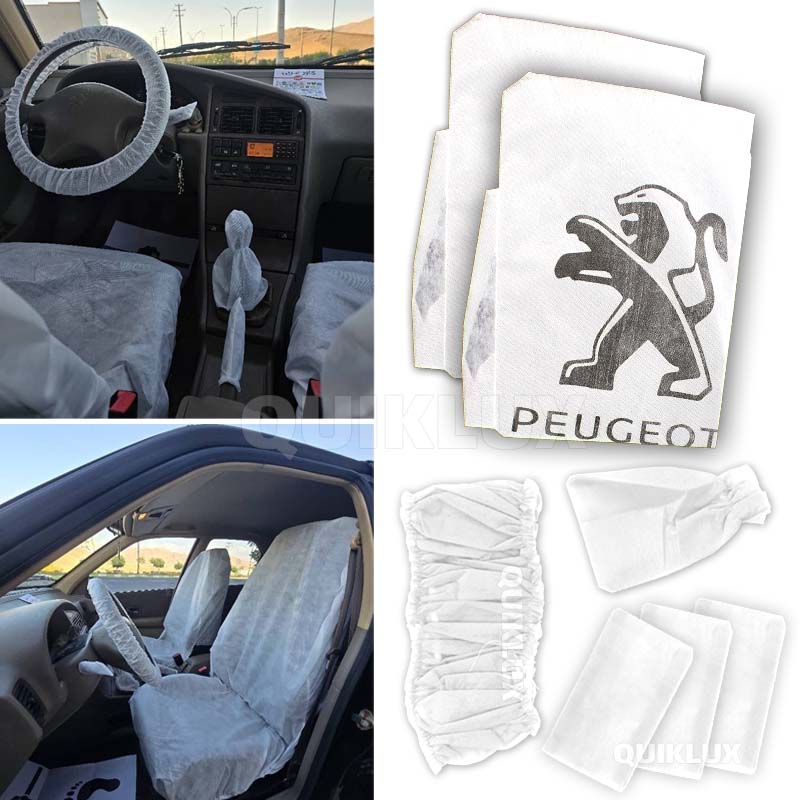 کاور روکش صندلی (کاور عربی) لوگو پژو رنگ سفید