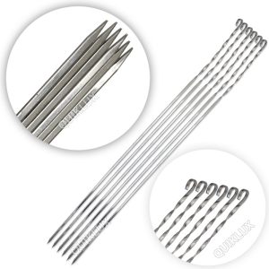 سیخ جیگر استیل بسته 6 عددی(کمپینگ) دسته پیچی