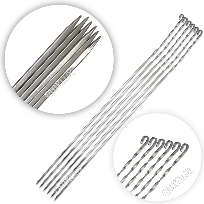 سیخ جیگر استیل بسته 6 عددی(کمپینگ) دسته پیچی