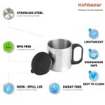 لیوان دو جداره استیل درب دار