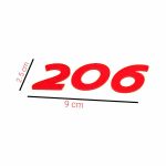 آرم نوشته 206 (طرح اسپرت) – مناسب برای پژو 206 رنگ قرمز