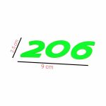 آرم نوشته 206 (طرح اسپرت) – مناسب برای پژو 206 رنگ سبز فسفری